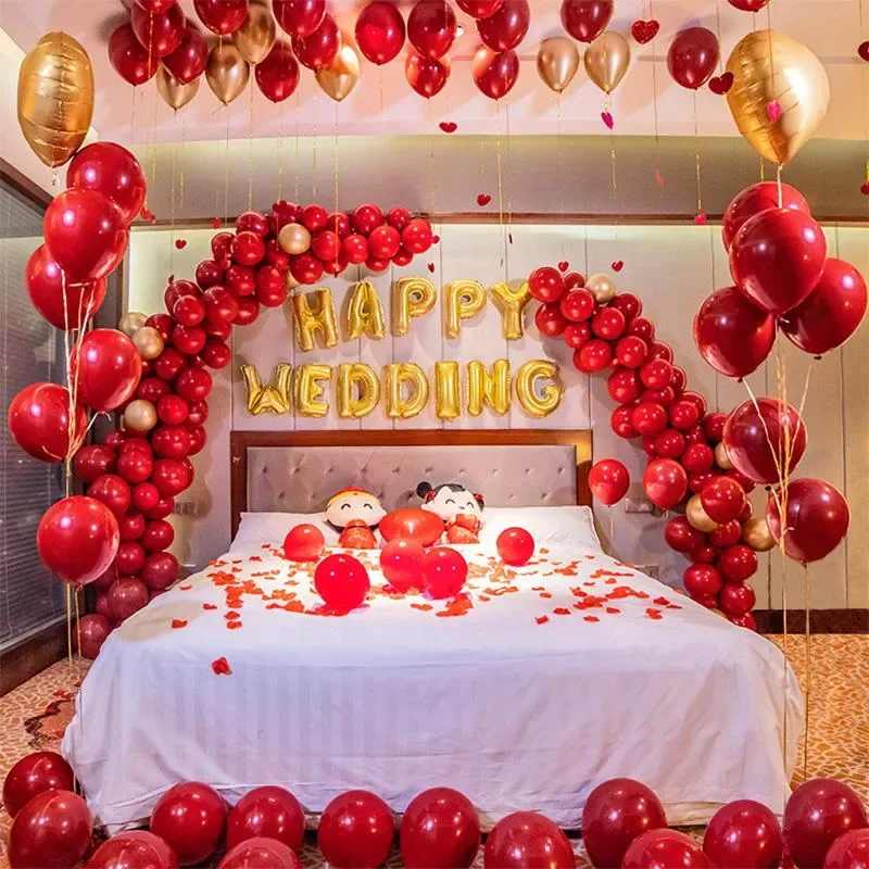 Anniversary balloon decoration setup at home, Gurugram