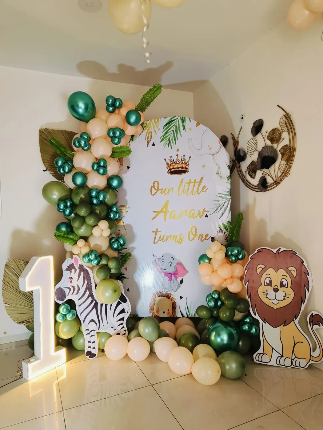 Birthday decoration with fairy lights and chrome balloons, Gurugram